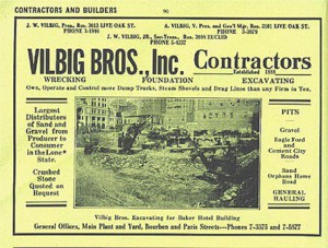 Vinage yellow pages advertisement for Vilbig Brother's Construction Company circa 1930