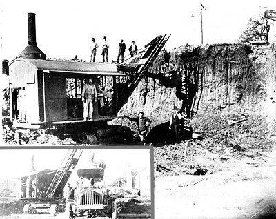 Picutre of Baker Hotel – Mineral Wells, Texas – Steam shovel & truck during the construction of the Baker Hotel in Mineral Wells, Texas. December 1, 1926.